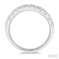 3/4 ctw 11 Stone Round Cut Diamond Wedding Band in 14K White Gold