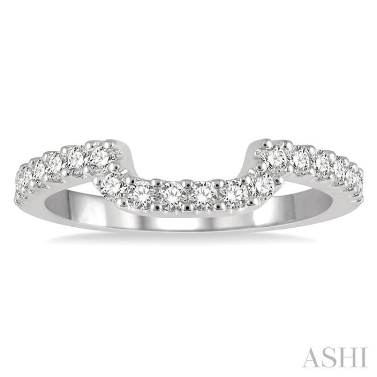1/3 Ctw U-Shape Center Round Cut Diamond Wedding Band in 14K White Gold