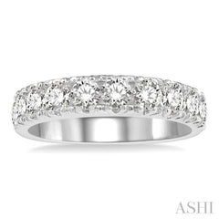 1 1/2 Ctw 11 Stone Round Cut Diamond Wedding Band in 14K White Gold