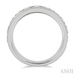 1 1/2 Ctw Channel Set 11 Stone Round Cut Diamond Wedding Band in 14K White Gold