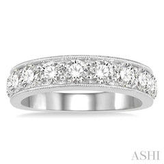 2 Ctw Round Cut Diamond Wedding Band in 14K White Gold