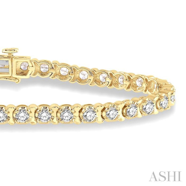 5 Ctw Round Cut Diamond Tennis Tulip Bracelet in 14K Yellow Gold