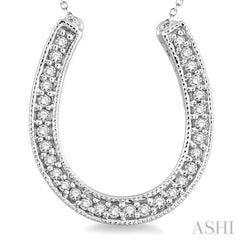 1/10 Ctw Round Cut Diamond Horseshoe Pendant in Sterling Silver with Chain
