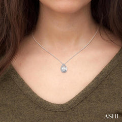 6.5 MM Cultured Pearl and 1/20 Ctw Round Cut Diamond Pendant in Sterling Silver with chain