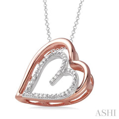 1/20 Ctw Round Cut Diamond Heart Pendant in Sterling Silver with Chain