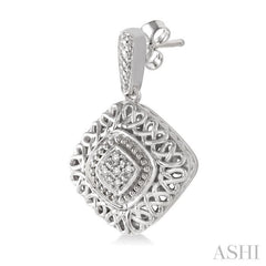 1/20 Ctw Cushion Shape Round Cut Diamond Earrings in Sterling Silver