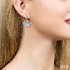 1/20 Ctw Cushion Shape Round Cut Diamond Earrings in Sterling Silver