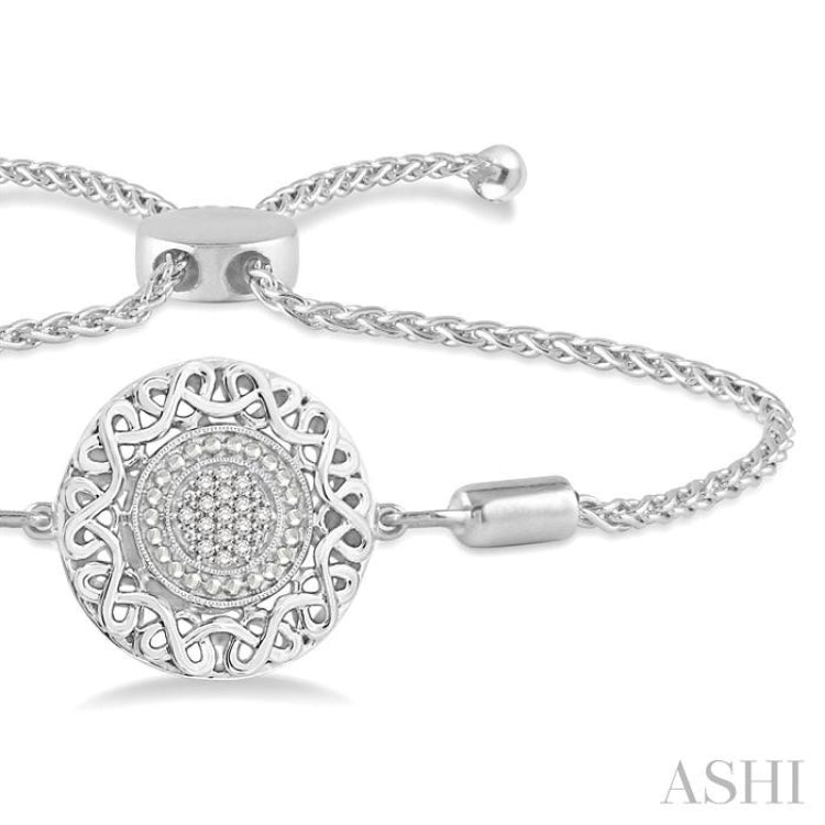 1/20 Ctw Circular Lattice Round Cut Diamond Lariat Bracelet in Sterling Silver