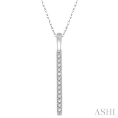 1/10 Ctw Straight Bar Round Cut Diamond Petite Pendant in 10K White Gold
