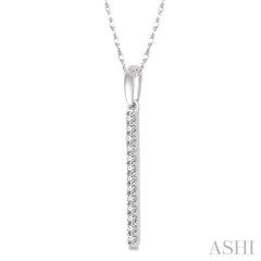 1/10 Ctw Straight Bar Round Cut Diamond Petite Pendant in 10K White Gold