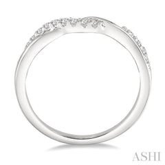 1/5 ctw Twisted Top Round Cut Diamond Wedding Band in 14K White Gold