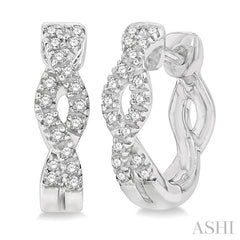 1/6 Ctw Entwined Round Cut Diamond Huggie Petite Earrings in 10K White Gold