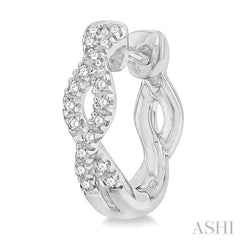 1/6 Ctw Entwined Round Cut Diamond Huggie Petite Earrings in 10K White Gold