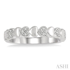 1/20 Ctw Mini Hearts Round Cut Diamond Fashion Ring in Sterling Silver