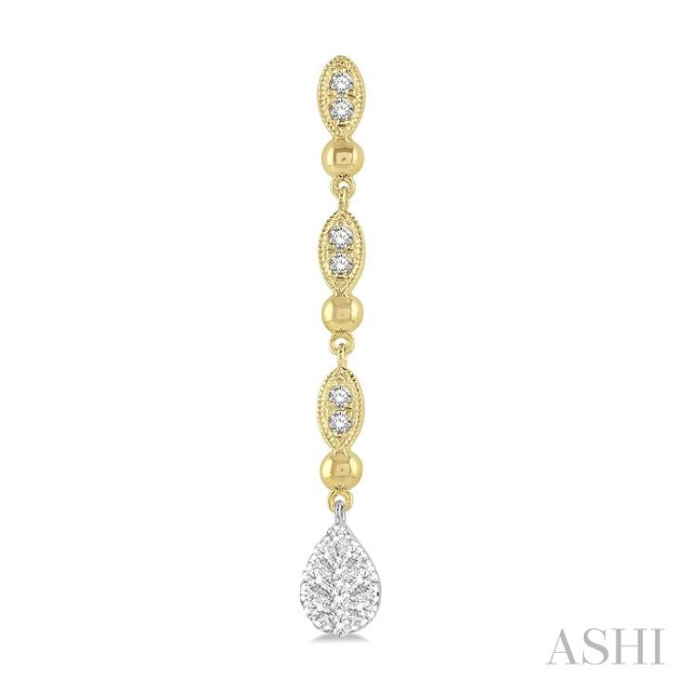 1/2 Ctw Pear & Marquise Lovebright Round Cut Diamond Earrings in 14K Yellow and White Gold