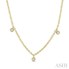 1/4 Ctw Mini Mount Round Cut Diamond Station Necklace in 14K Yellow Gold