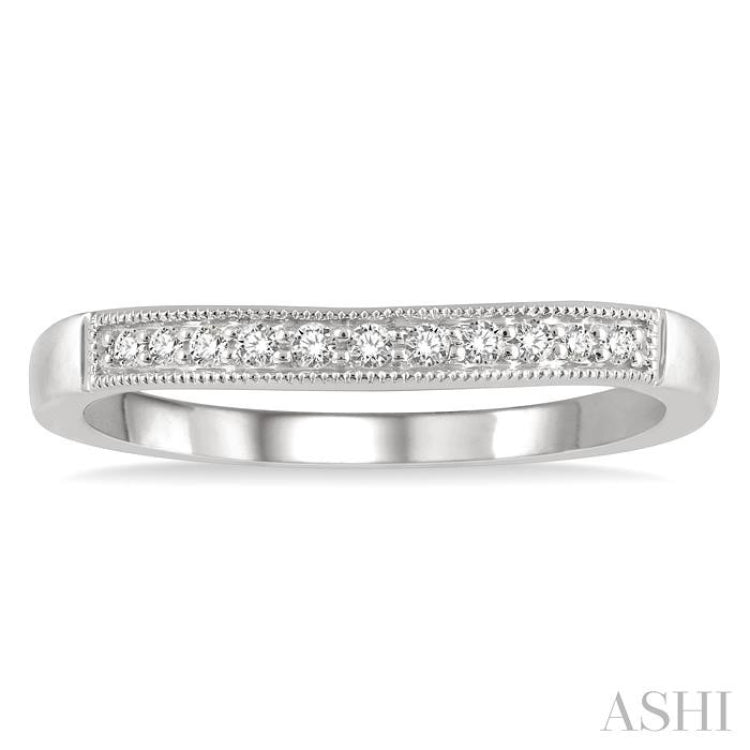 1/10 Ctw Arched Round Cut Diamond Wedding Band in 14K White Gold