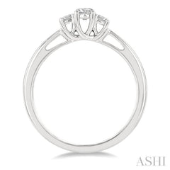 1/4 Ctw Round Cut Diamond Three-Stone Ring in 14K White Gold