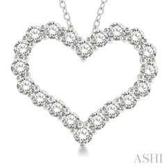 3 ctw Heart Shape Round Cut Diamond Pendant With Chain in 14K White Gold