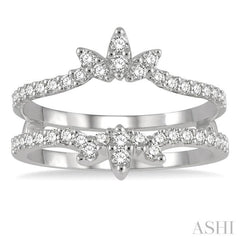 1/2 Ctw Lotus Center Round Cut Diamond Insert Ring in 14K White Gold