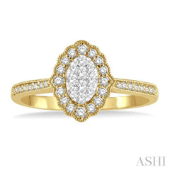 1/3 ctw Oval Laticde Lovebright Round Cut Diamond Ladies Ring in 14K Yellow and White Gold