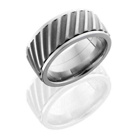 Titanium 10mm Flat, Spinner Band with Helical Pattern