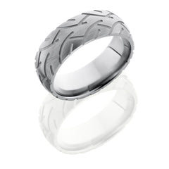 Titanium 8mm Domed Band with Tire Tread Pattern