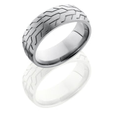 Titanium 8mm Domed Band with Tire Tread Pattern