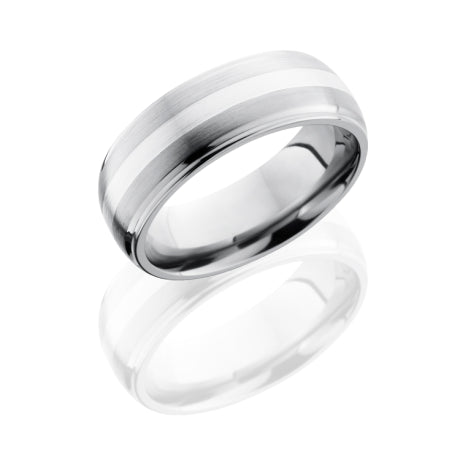 Titanium 8mm Domed Band with Grooved Edges and 2mm SS