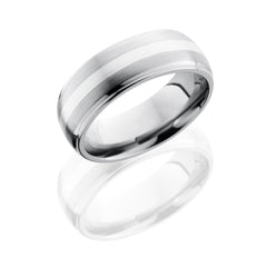 Titanium 8mm Domed Band with Grooved Edges and 2mm SS