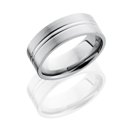 Titanium 8mm Flat Band with Domed Center