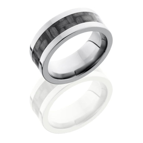 Titanium 8mm Flat Band with 4mm of Carbon Fiber