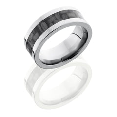 Titanium 8mm Flat Band with 4mm of Carbon Fiber