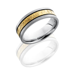 Cobalt Chrome 7mm Flat Band with 2mm 14KY