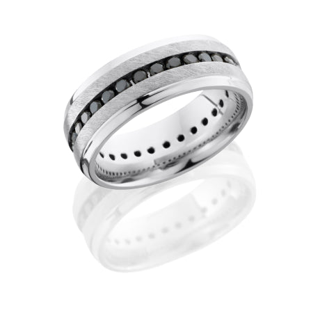 Cobalt Chrome 8mm beveled band with eternity set black diamonds