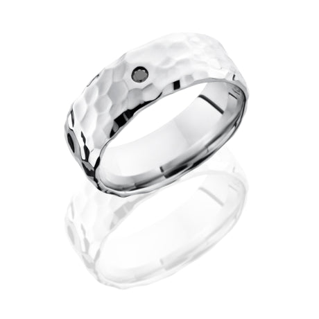 Cobalt Chrome 8mm Beveled Band with Flush Set .05ct Black Round Diamond