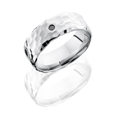 Cobalt Chrome 8mm Beveled Band with Flush Set .05ct Black Round Diamond