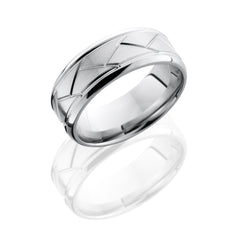 Cobalt Chrome 8mm Beveled Band with Weave Pattern