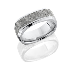 Cobalt Chrome 8mm square band with beveled edges and 5mm of meteorite
