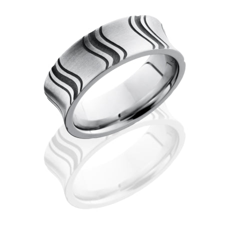 Cobalt Chrome 8mm Concave Band with Segmented Pattern