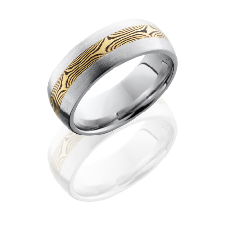 Cobalt Chrome 8mm Domed Band with 3mm Mokume Inlay