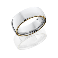 Cobalt Chrome 8mm domed band with 14KY braid on each side of band
