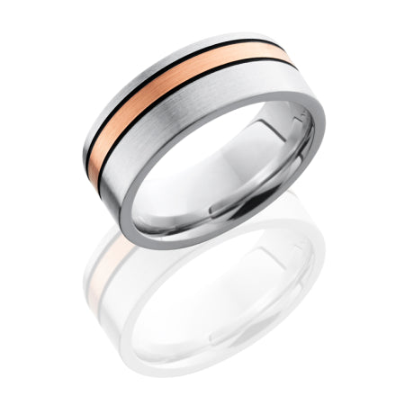 Cobalt Chrome 8mm Flat Band with 2mm 14KR