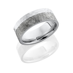 Cobalt Chrome 8mm flat band with 5mm meteorite on edge