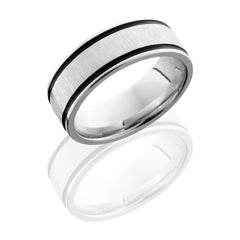 Cobalt Chrome 8mm Flat Band with Antiqued Grooves