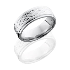 Cobalt Chrome 8mm Flat Band with Grooved Edges and Celtic Pattern