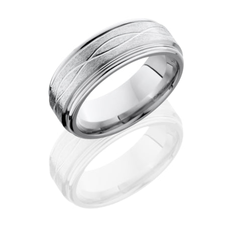Cobalt Chrome 8mm Flat Band with Rounded Edges and Infinity Pattern