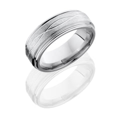 Cobalt Chrome 8mm Flat Band with Rounded Edges and Infinity Pattern
