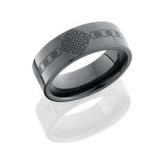 Ceramic 8mm flat band with laser engraving