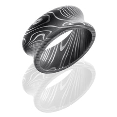 Damascus Steel 10mm Concave Band with Rounded Edges